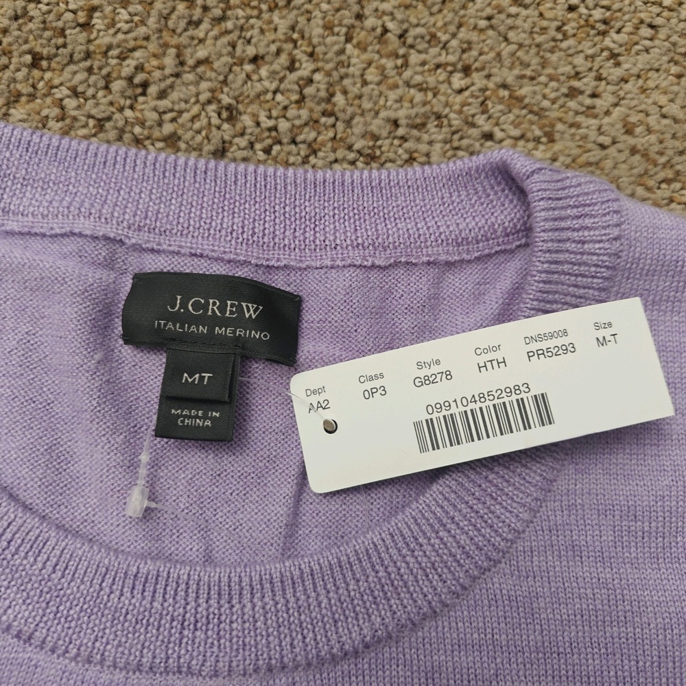 J.Crew Mens Medium Tall Italian Merino Wool Crewneck Sweater Heather Lilac G8278 - Picture 3 of 12